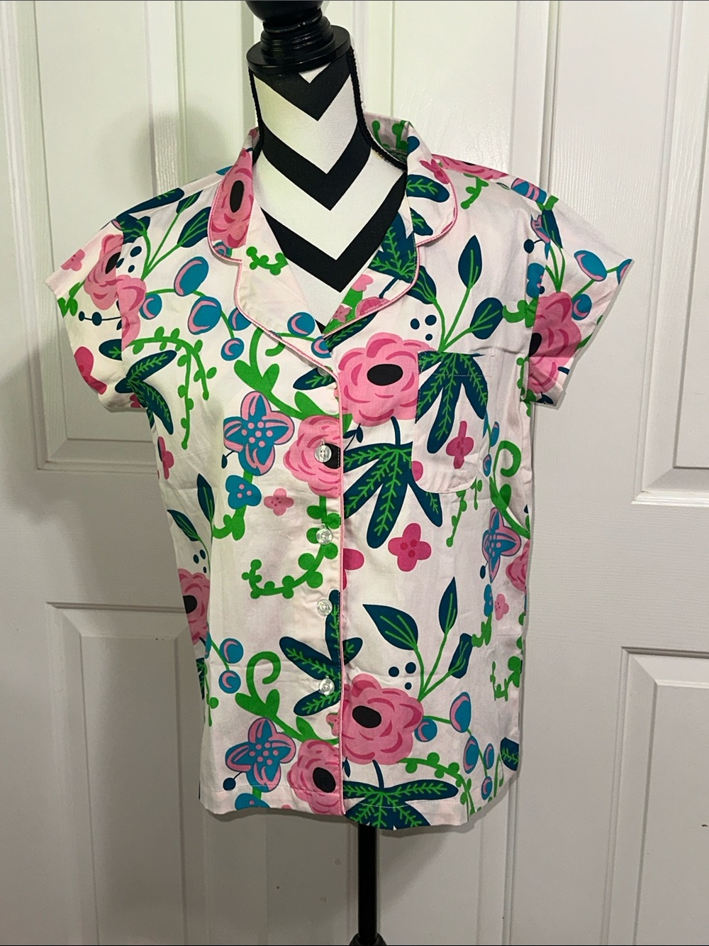 Jayes Studio Floral Button Down Short Sleeve Pajama Top